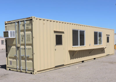 40′ HIGH CUBE WITH WINDOWS, PERSONNEL DOORS & OUTDOOR WORK BENCH